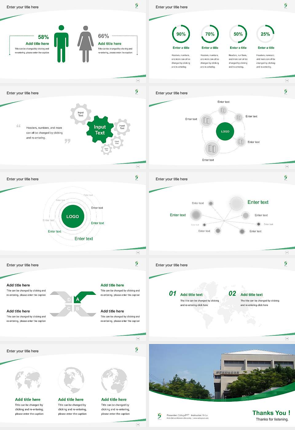 Kobe Shinwa Women’s University Course/Courseware Creation PPT Template16:9 ratio PPT effect preview image4