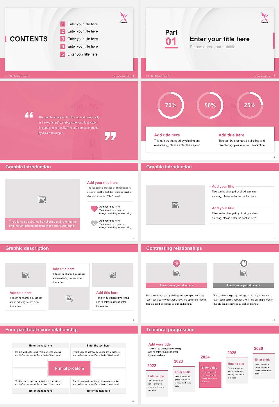 Kobe City College of Nursing Thesis Proposal/Graduation Defense PPT Template16:9 ratio PPT effect preview image2