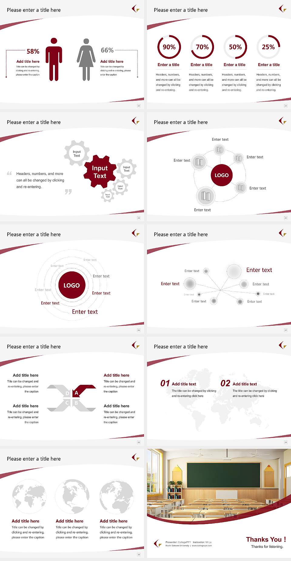 Kochi Gakuen University Course/Courseware Creation PPT Template4:3 ratio PPT effect preview image4