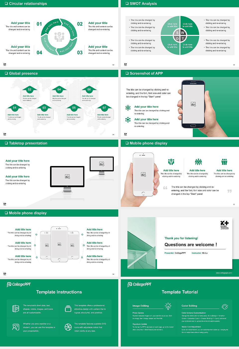 Kobe Tokiwa University General Purpose PPT Template16:9 ratio PPT effect preview image5