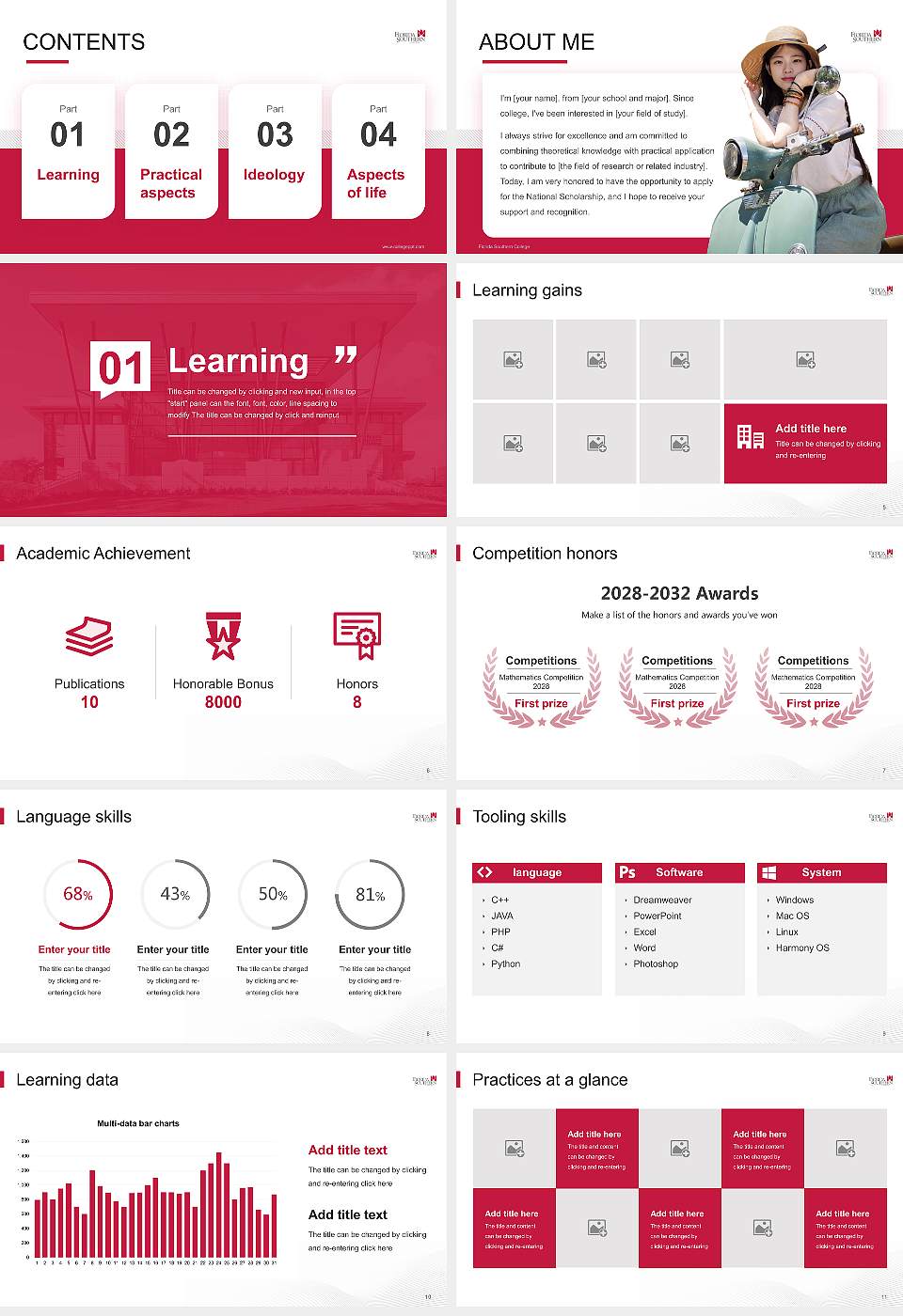 Florida Southern College National Scholarship Defense PPT Template16:9 ratio PPT effect preview image2