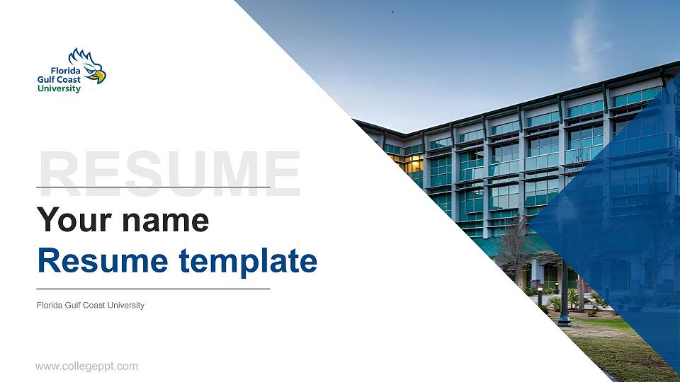 Florida Gulf Coast University Resume PPT Template16:9 ratio PPT effect preview image