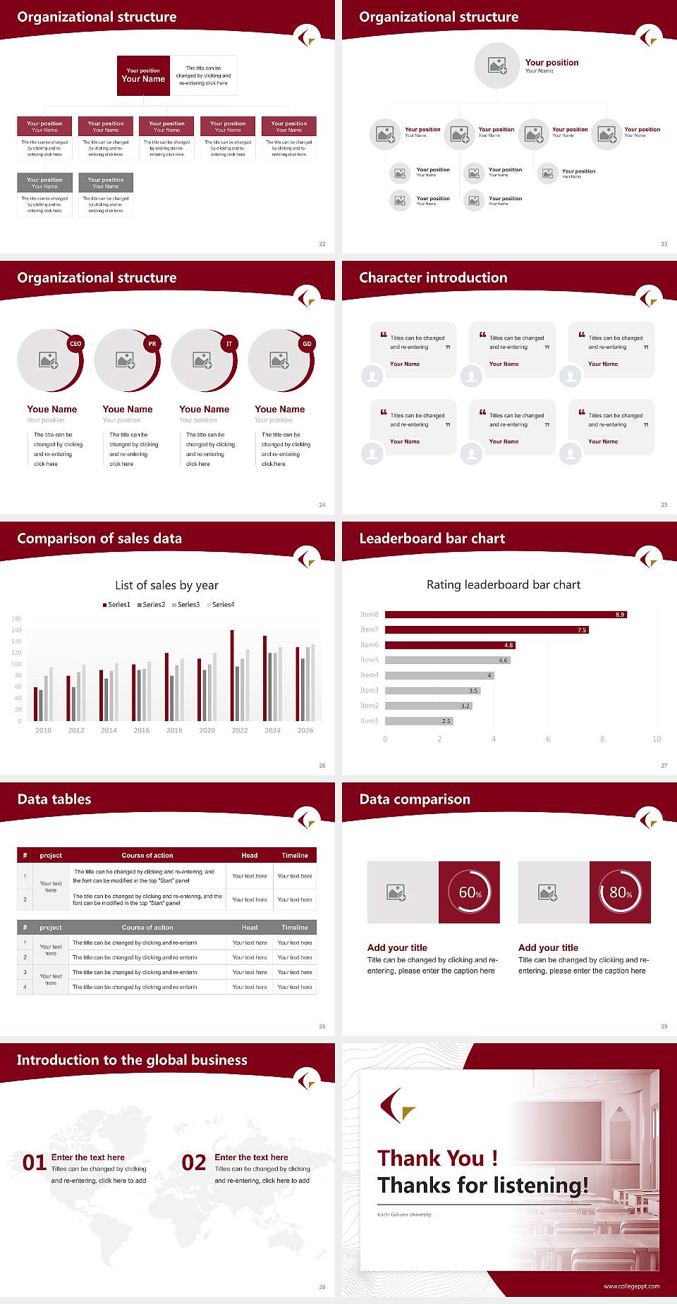 Kochi Gakuen University Academic Presentation/Research Findings Report PPT Template4:3 ratio PPT effect preview image4