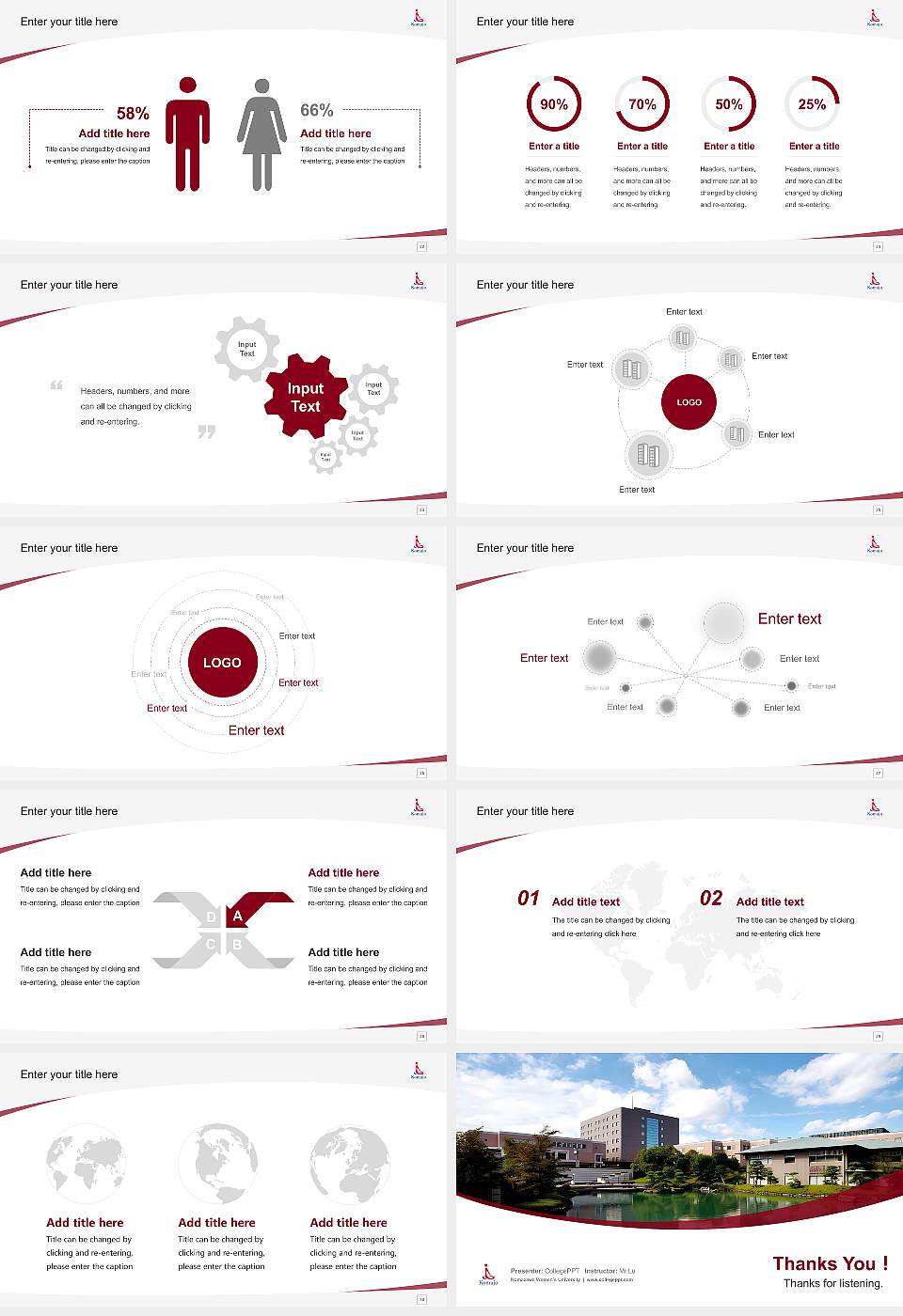 Komazawa Women’s University Course/Courseware Creation PPT Template16:9 ratio PPT effect preview image4