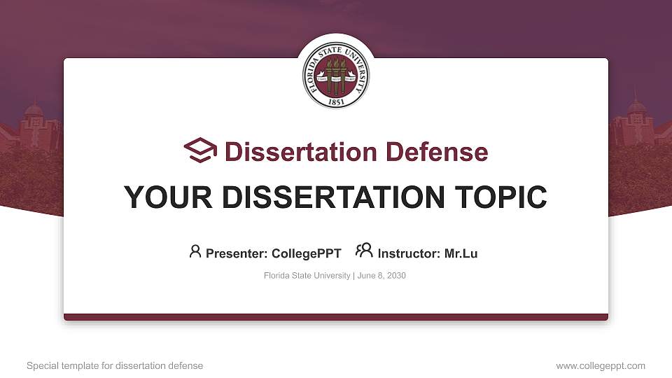 Florida State University Graduation Thesis Defense PPT Template16:9 ratio PPT effect preview image