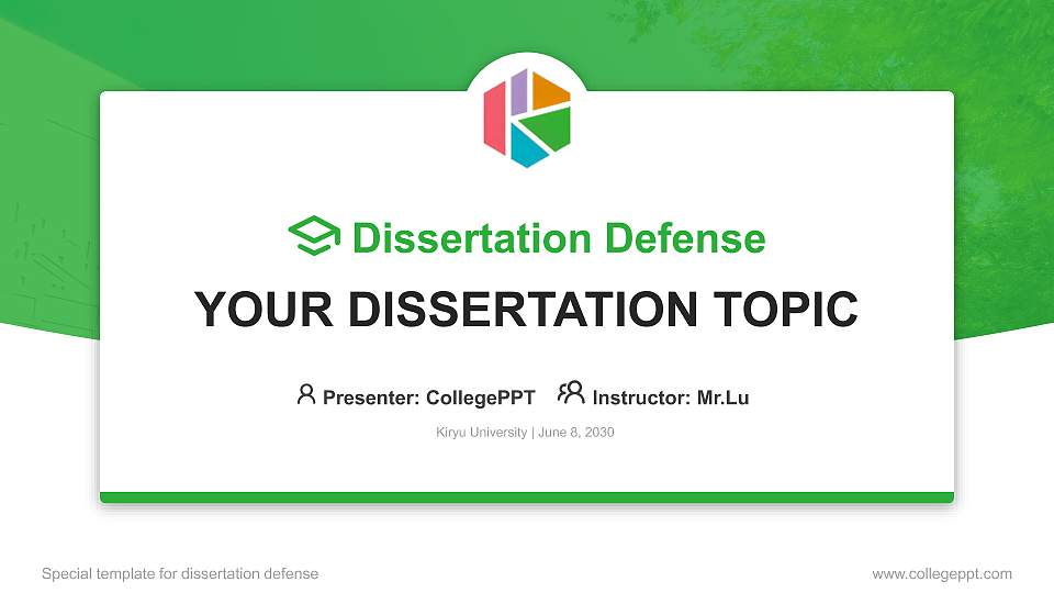 Kiryu University Graduation Thesis Defense PPT Template16:9 ratio PPT effect preview image