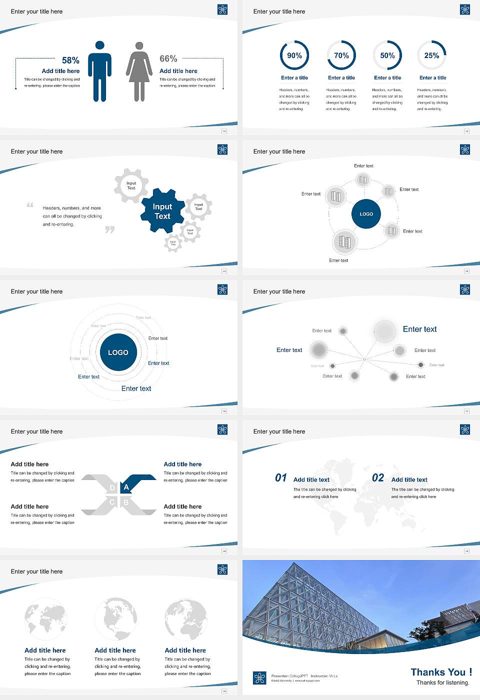 Kindai University Course/Courseware Creation PPT Template16:9 ratio PPT effect preview image4