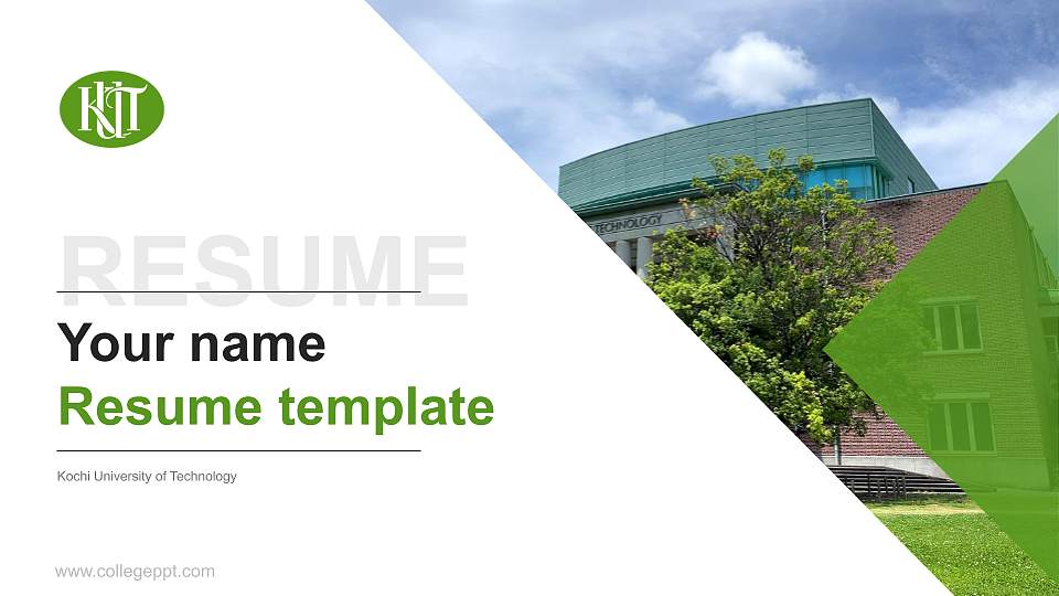 Kochi University of Technology Resume PPT Template16:9 ratio PPT effect preview image