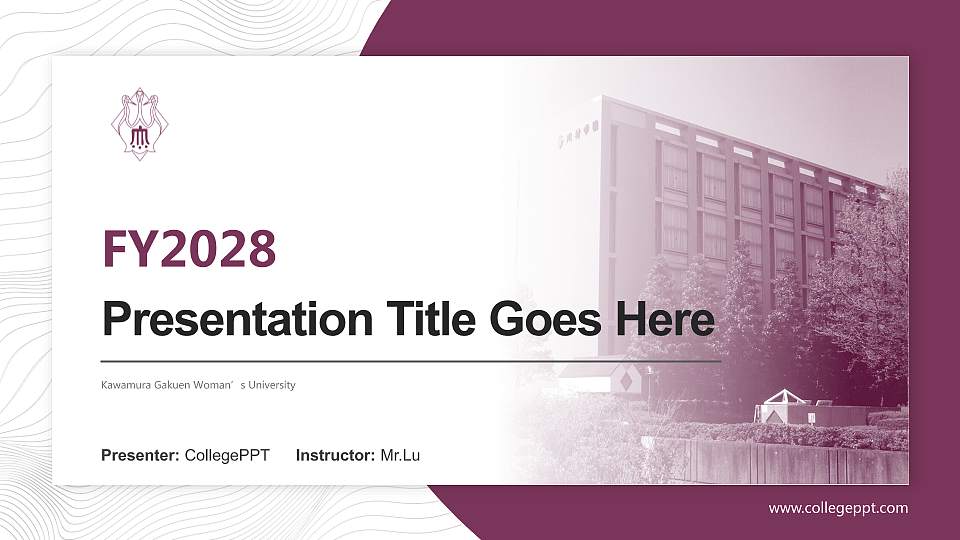 Kawamura Gakuen Woman’s University Academic Presentation/Research Findings Report PPT Template16:9 ratio PPT effect preview image