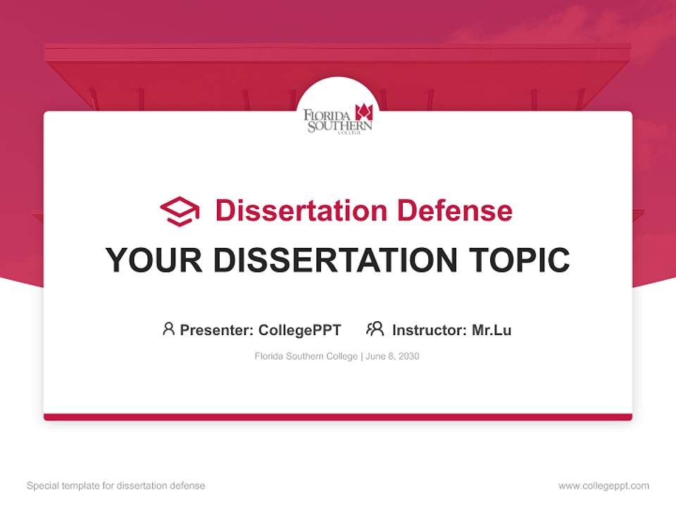 Florida Southern College Graduation Thesis Defense PPT Template4:3 ratio PPT effect preview image7