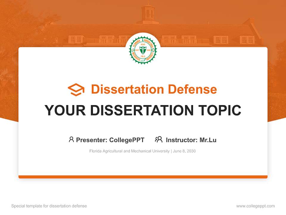 Florida Agricultural and Mechanical University Graduation Thesis Defense PPT Template4:3 ratio PPT effect preview image7