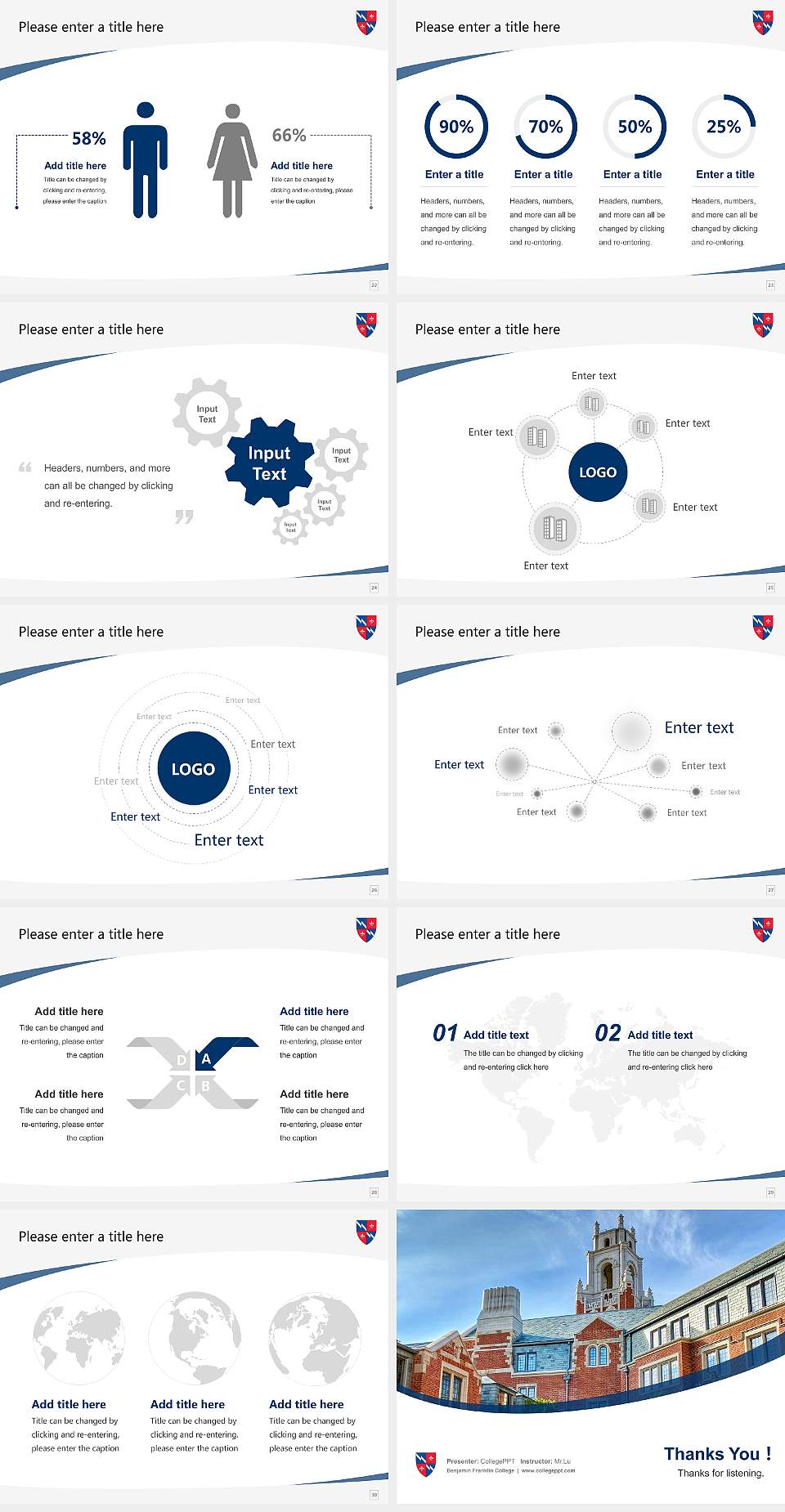 Benjamin Franklin College Course/Courseware Creation PPT Template4:3 ratio PPT effect preview image4