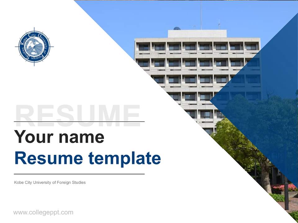 Kobe City University of Foreign Studies Resume PPT Template4:3 ratio PPT effect preview image5