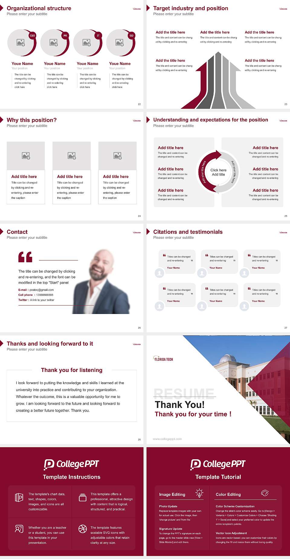 Florida Institute of Technology-Online Resume PPT Template4:3 ratio PPT effect preview image4