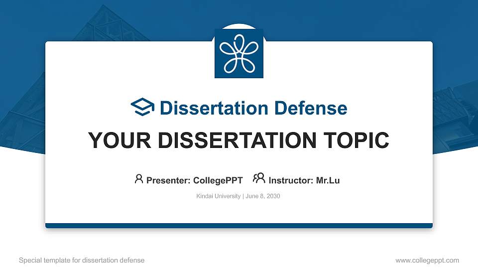 Kindai University Graduation Thesis Defense PPT Template16:9 ratio PPT effect preview image