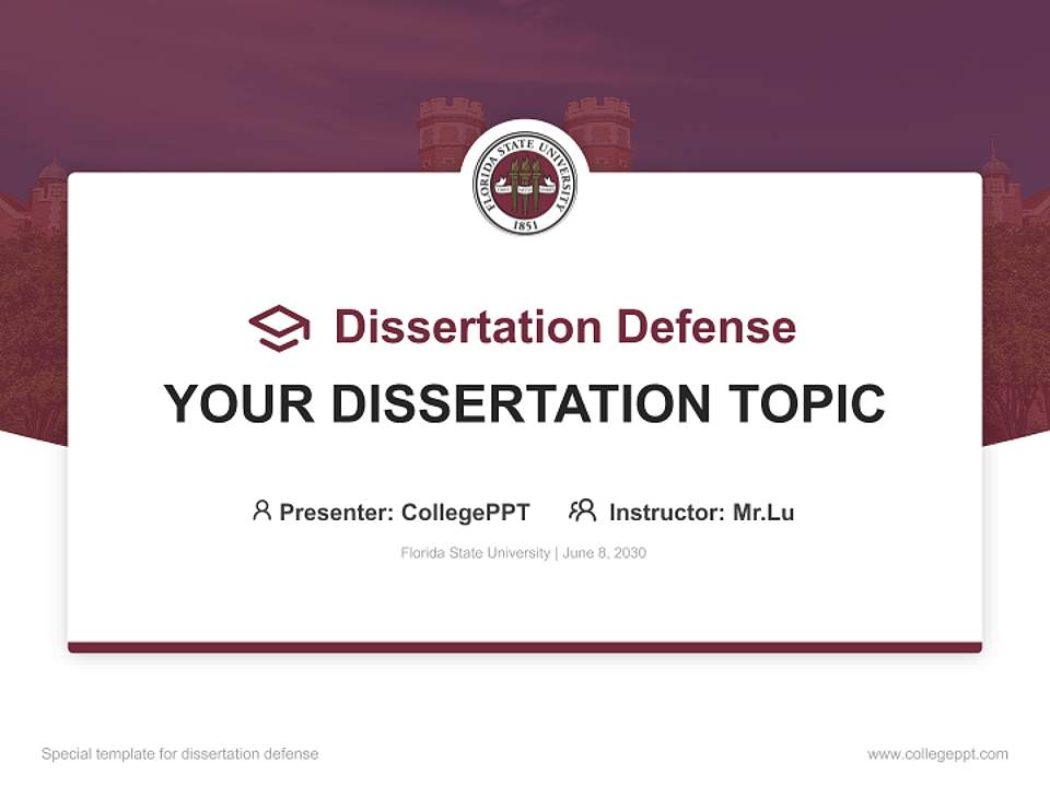 Florida State University Graduation Thesis Defense PPT Template4:3 ratio PPT effect preview image7