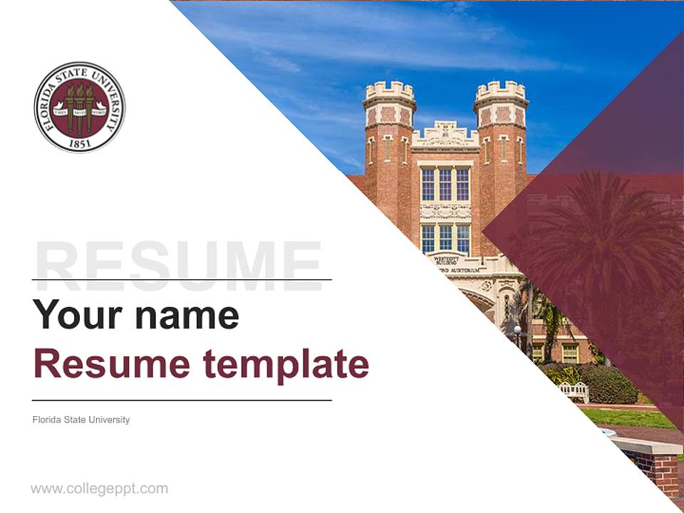 Florida State University Resume PPT Template4:3 ratio PPT effect preview image5