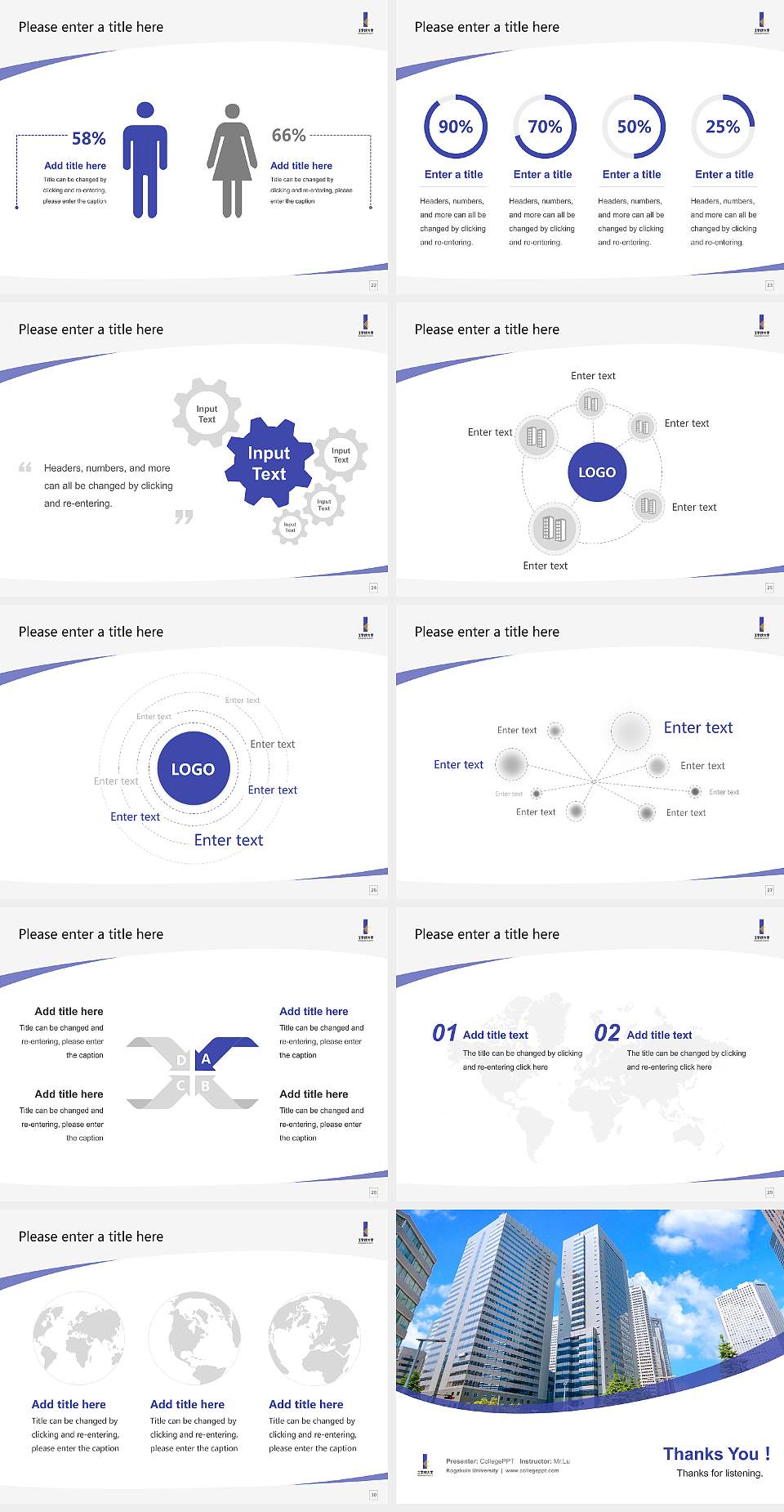 Kogakuin University Course/Courseware Creation PPT Template4:3 ratio PPT effect preview image4