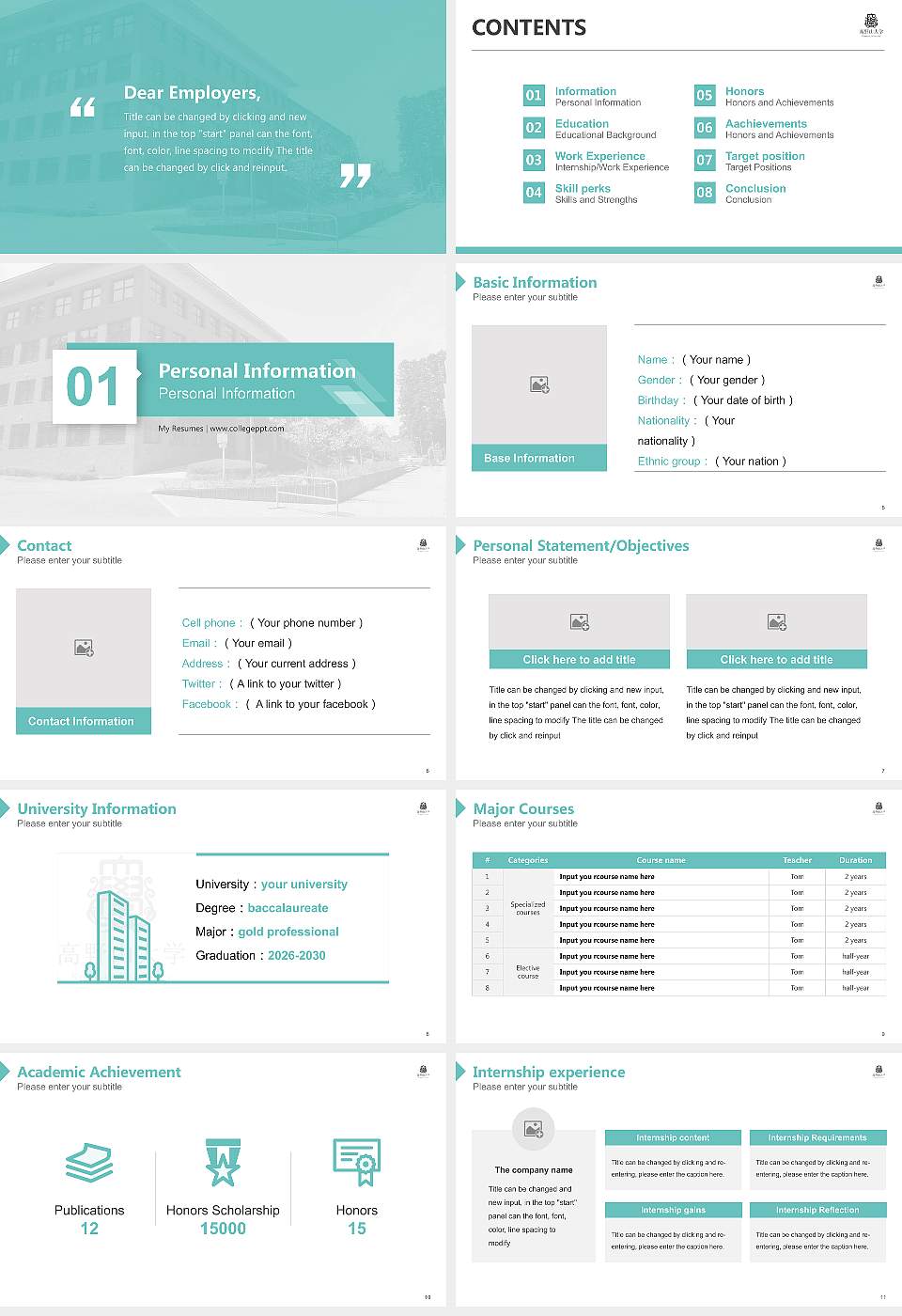 Koyasan University Resume PPT Template16:9 ratio PPT effect preview image2