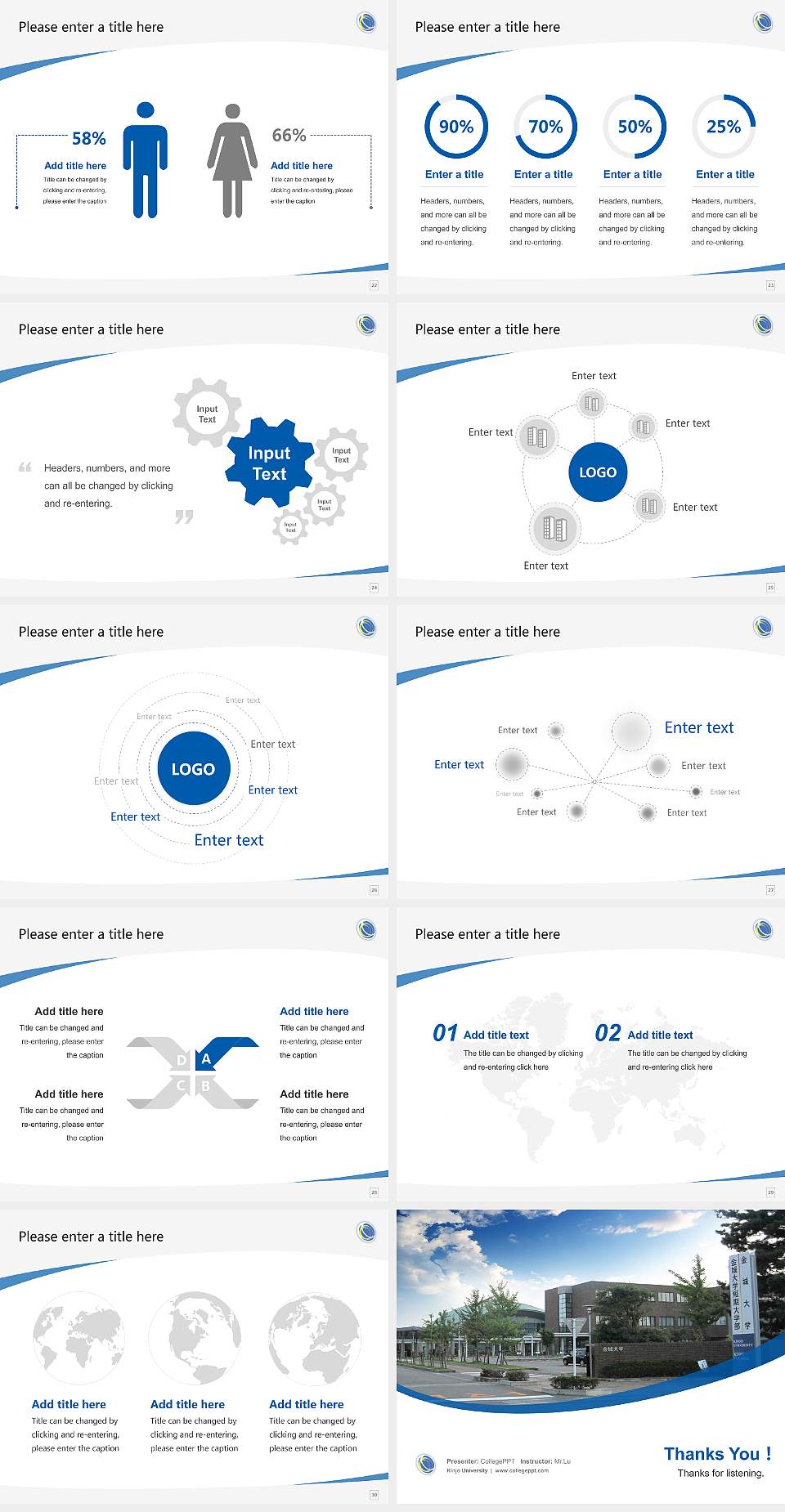 Kinjo University Course/Courseware Creation PPT Template4:3 ratio PPT effect preview image4