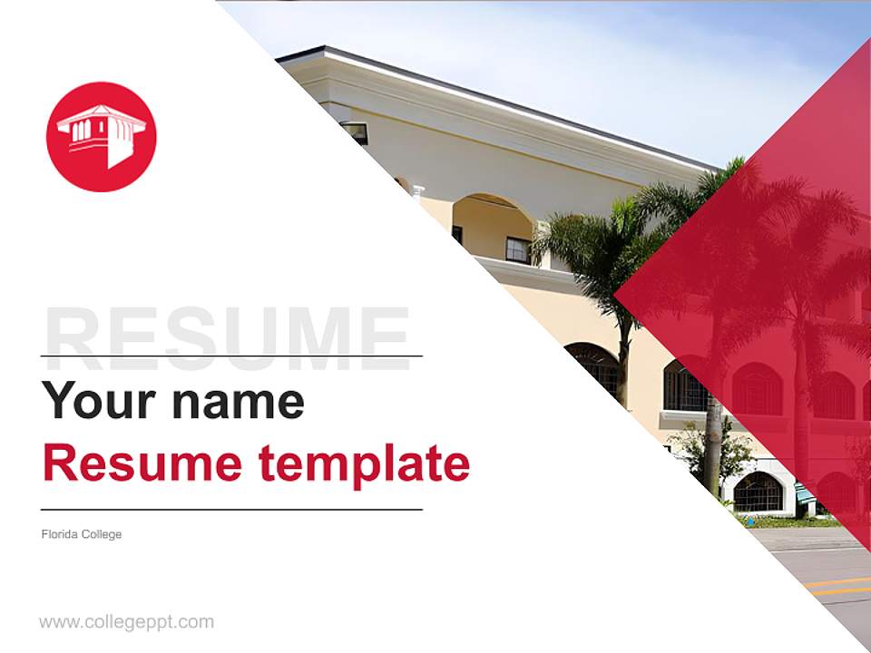 Florida College Resume PPT Template4:3 ratio PPT effect preview image5