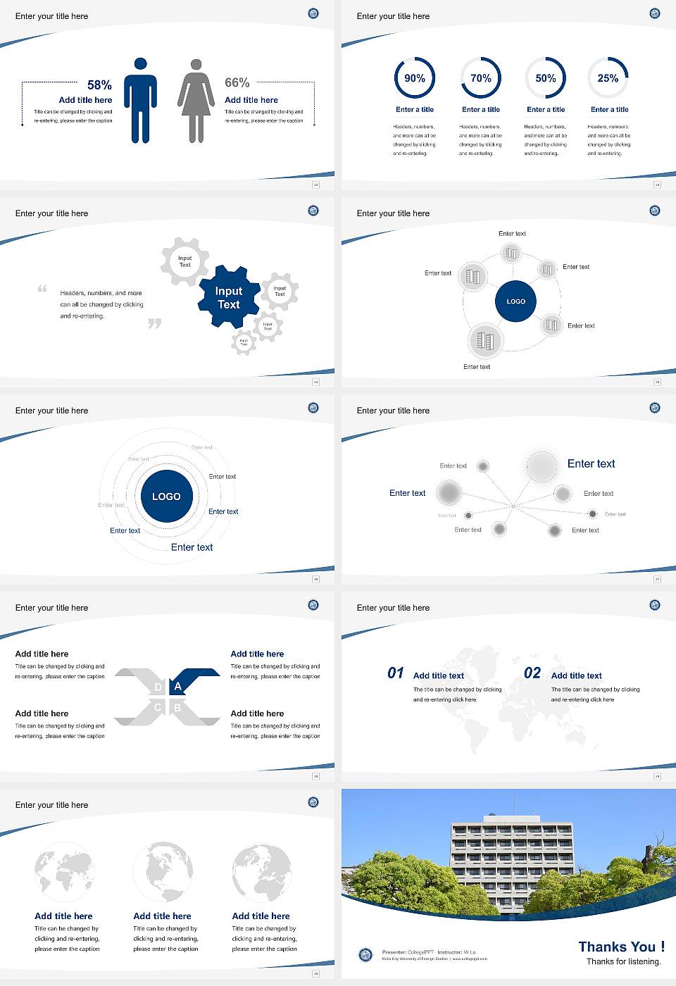 Kobe City University of Foreign Studies Course/Courseware Creation PPT Template16:9 ratio PPT effect preview image4