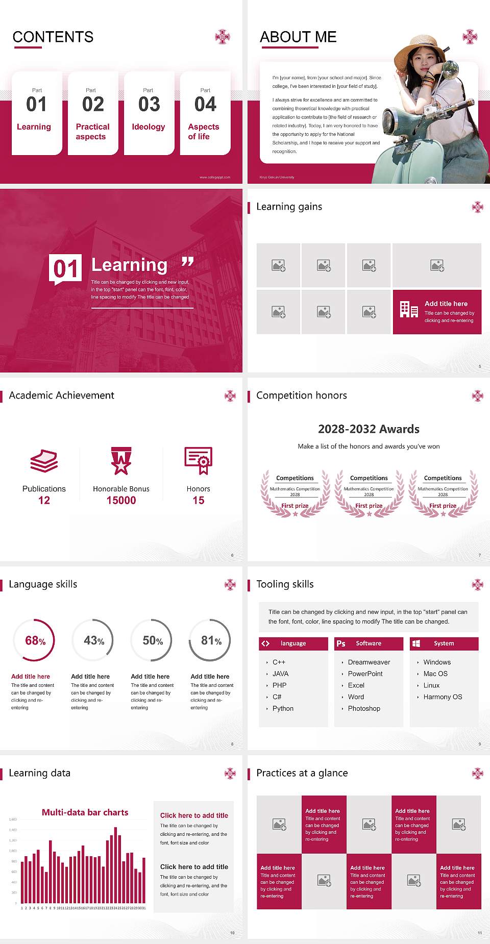 Kinjo Gakuin University National Scholarship Defense PPT Template4:3 ratio PPT effect preview image2