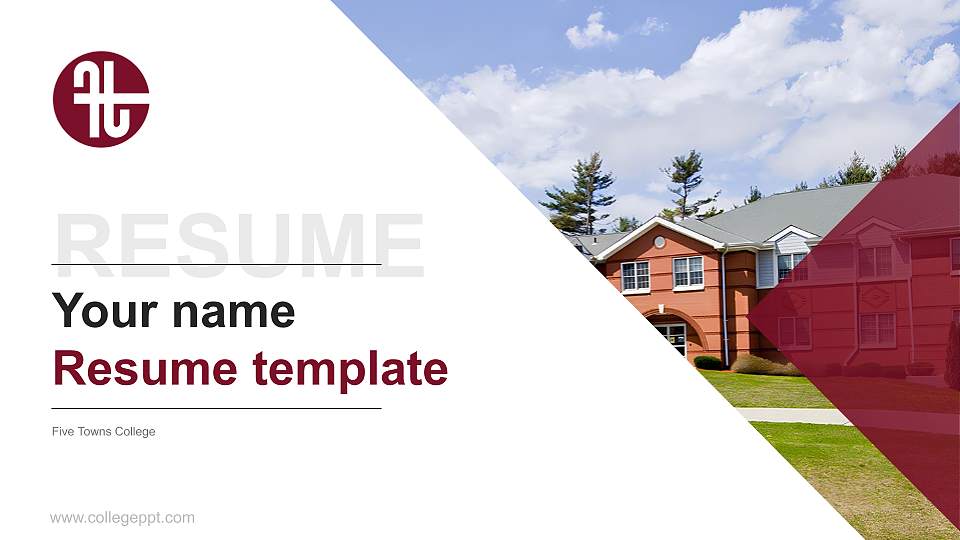 Five Towns College Resume PPT Template16:9 ratio PPT effect preview image
