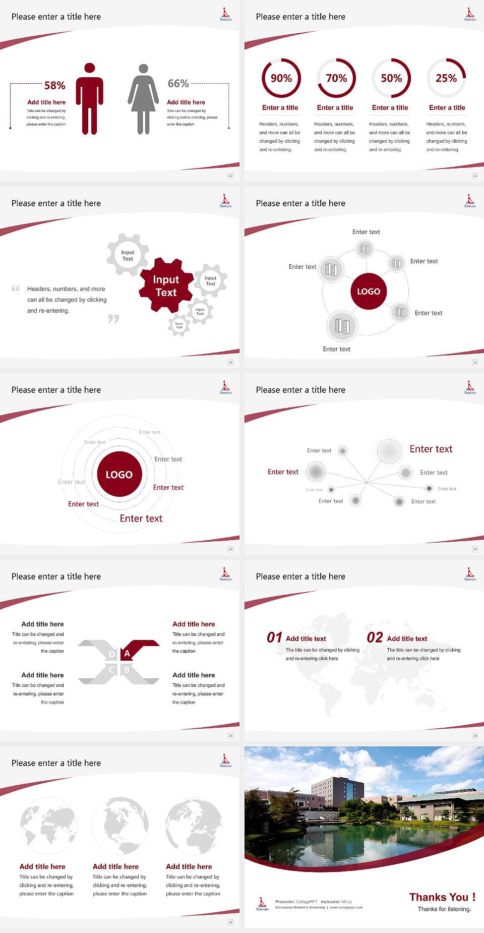 Komazawa Women’s University Course/Courseware Creation PPT Template4:3 ratio PPT effect preview image4