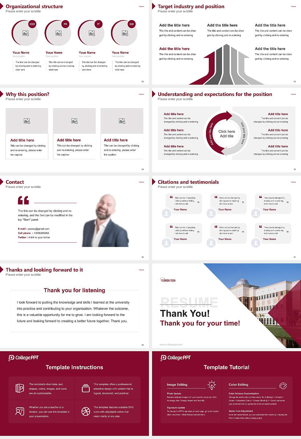 Florida Institute of Technology-Online Resume PPT Template16:9 ratio PPT effect preview image4