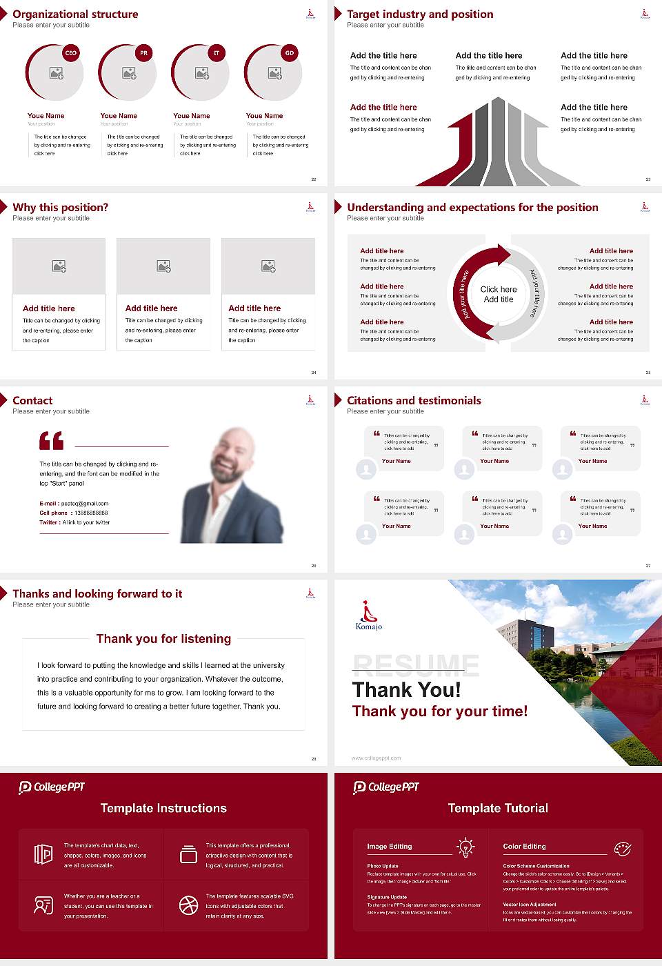 Komazawa Women’s University Resume PPT Template16:9 ratio PPT effect preview image4