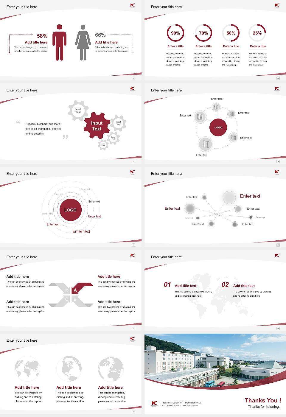 Konan Women’s University Course/Courseware Creation PPT Template16:9 ratio PPT effect preview image4