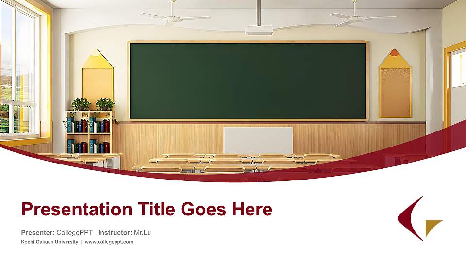 Kochi Gakuen University Course/Courseware Creation PPT Template16:9 ratio PPT effect preview image