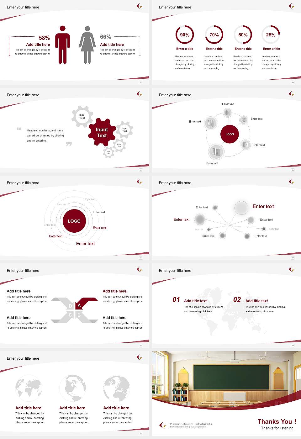 Kochi Gakuen University Course/Courseware Creation PPT Template16:9 ratio PPT effect preview image4