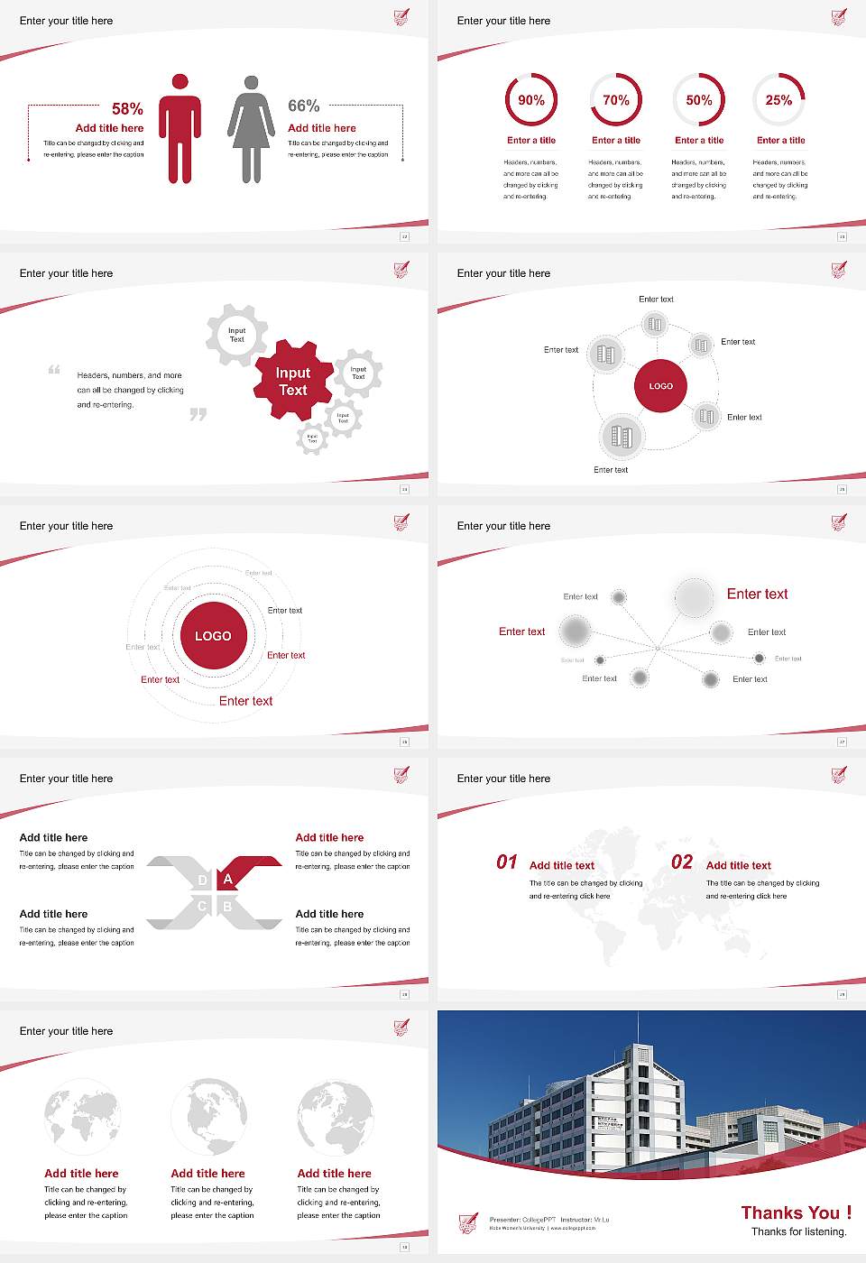 Kobe Women’s University Course/Courseware Creation PPT Template16:9 ratio PPT effect preview image4