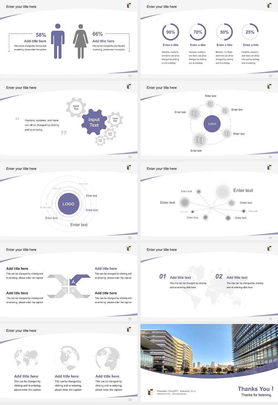 Kitasato University Course/Courseware Creation PPT Template16:9 ratio PPT effect preview image4