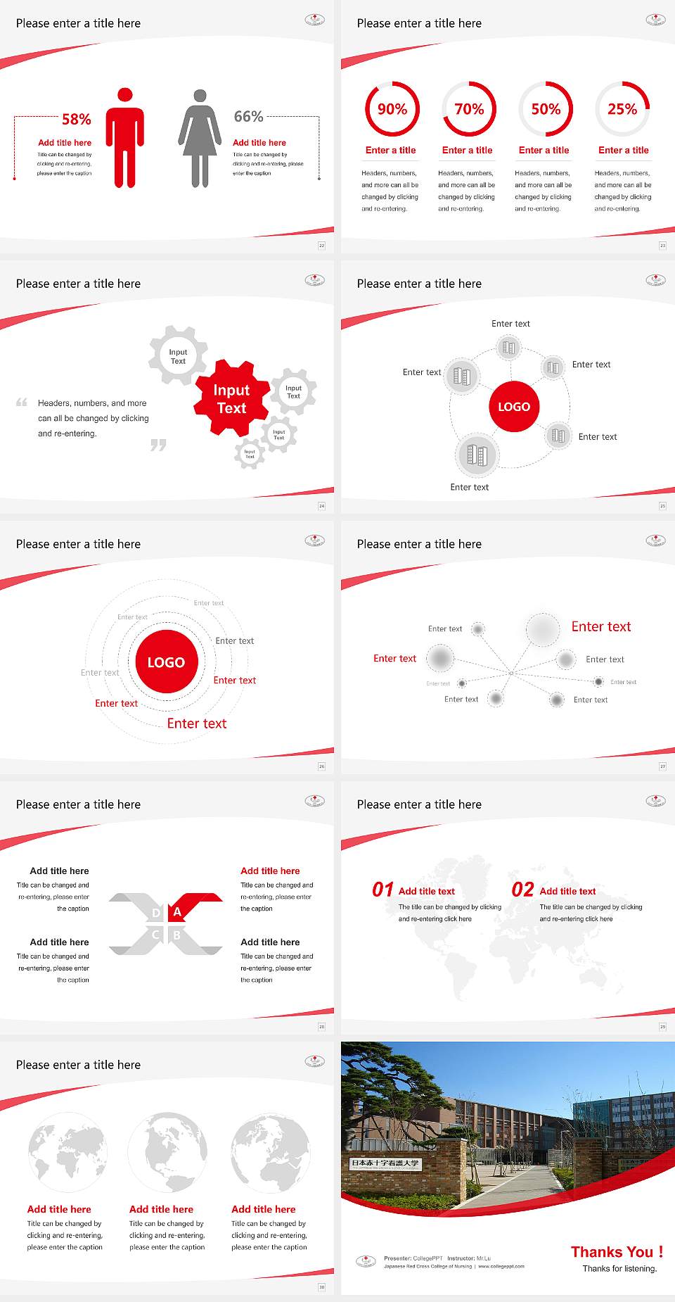 Japanese Red Cross College of Nursing Course/Courseware Creation PPT Template4:3 ratio PPT effect preview image4