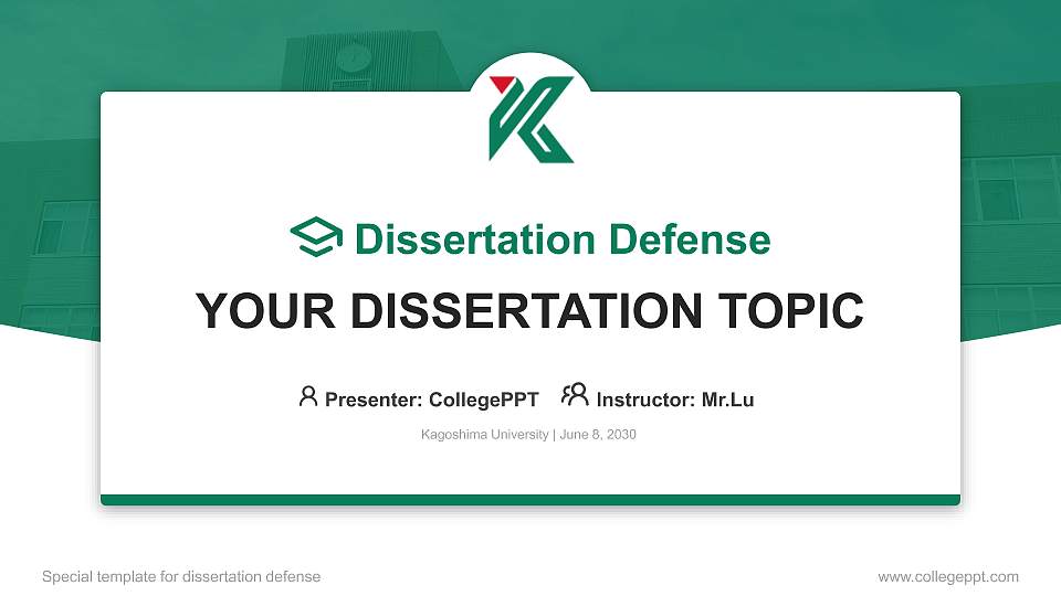 Kagoshima University Graduation Thesis Defense PPT Template16:9 ratio PPT effect preview image
