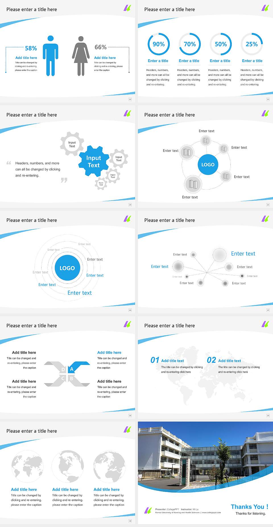 Kansai University of Nursing and Health Sciences Course/Courseware Creation PPT Template4:3 ratio PPT effect preview image4