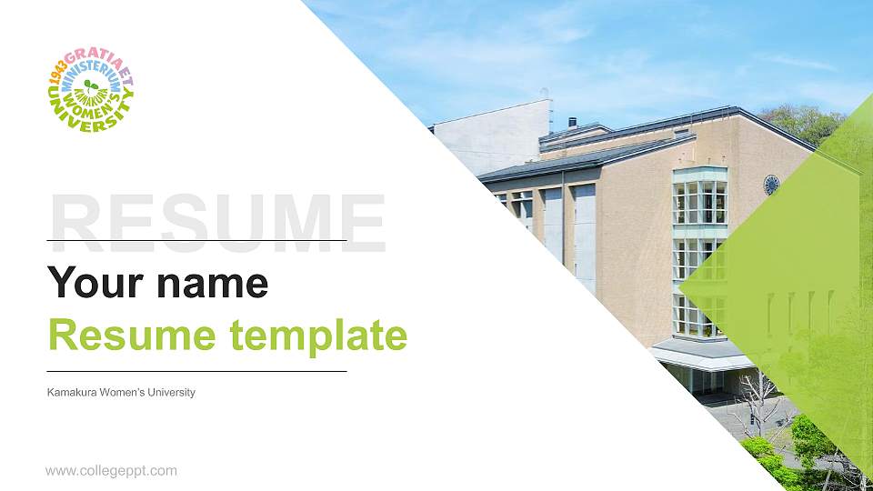 Kamakura Women’s University Resume PPT Template16:9 ratio PPT effect preview image