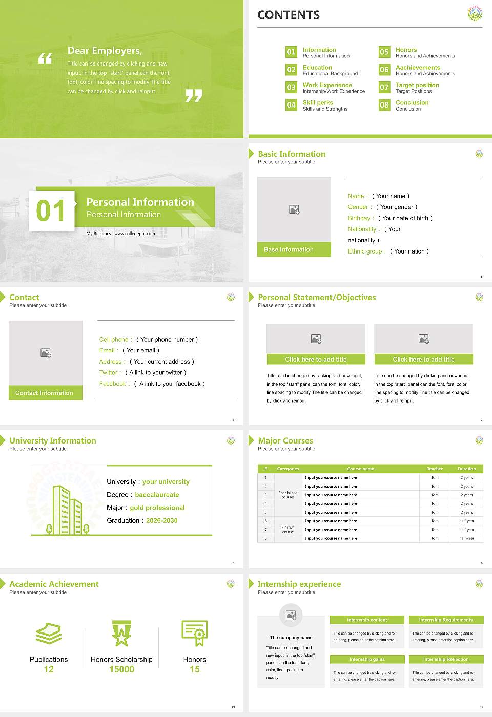 Kamakura Women’s University Resume PPT Template16:9 ratio PPT effect preview image2