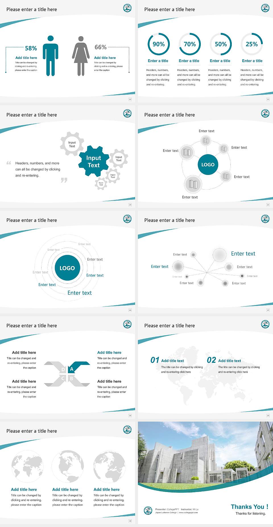 Japan Lutheran College Course/Courseware Creation PPT Template4:3 ratio PPT effect preview image4