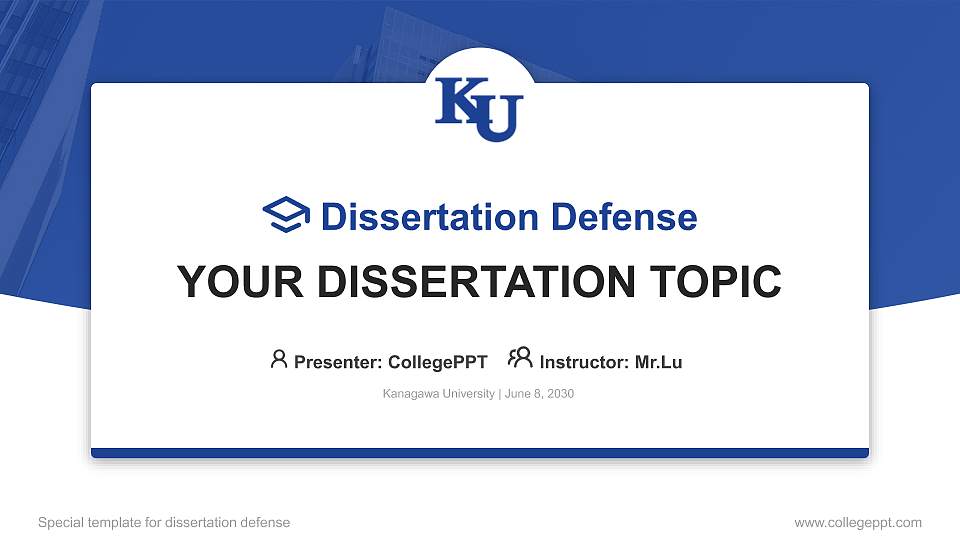 Kanagawa University Graduation Thesis Defense PPT Template16:9 ratio PPT effect preview image
