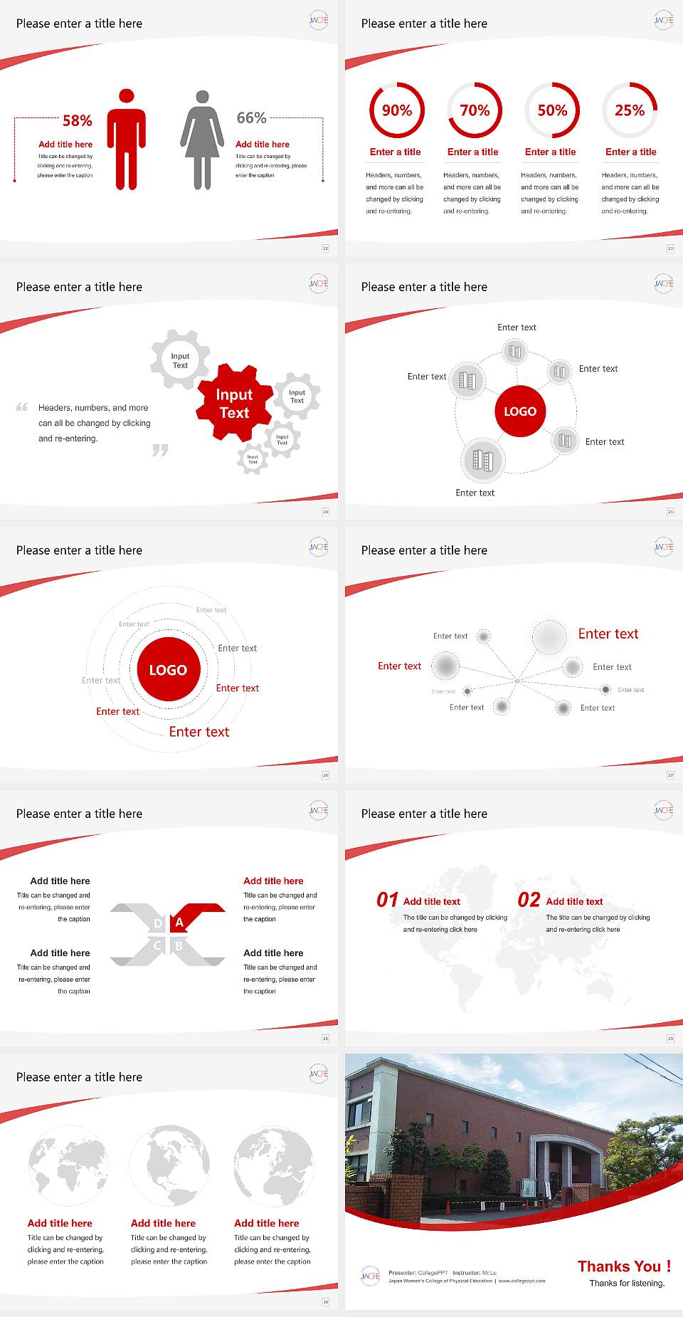 Japan Women’s College of Physical Education Course/Courseware Creation PPT Template4:3 ratio PPT effect preview image4