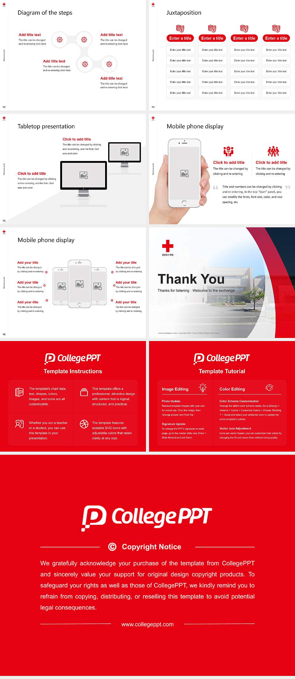 Japanese Red Cross Akita College of Nursing Competition/Entrepreneurship Contest PPT Template4:3 ratio PPT effect preview image9
