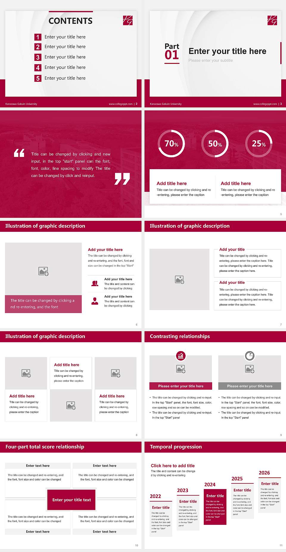 Kanazawa Gakuin University Thesis Proposal/Graduation Defense PPT Template4:3 ratio PPT effect preview image2