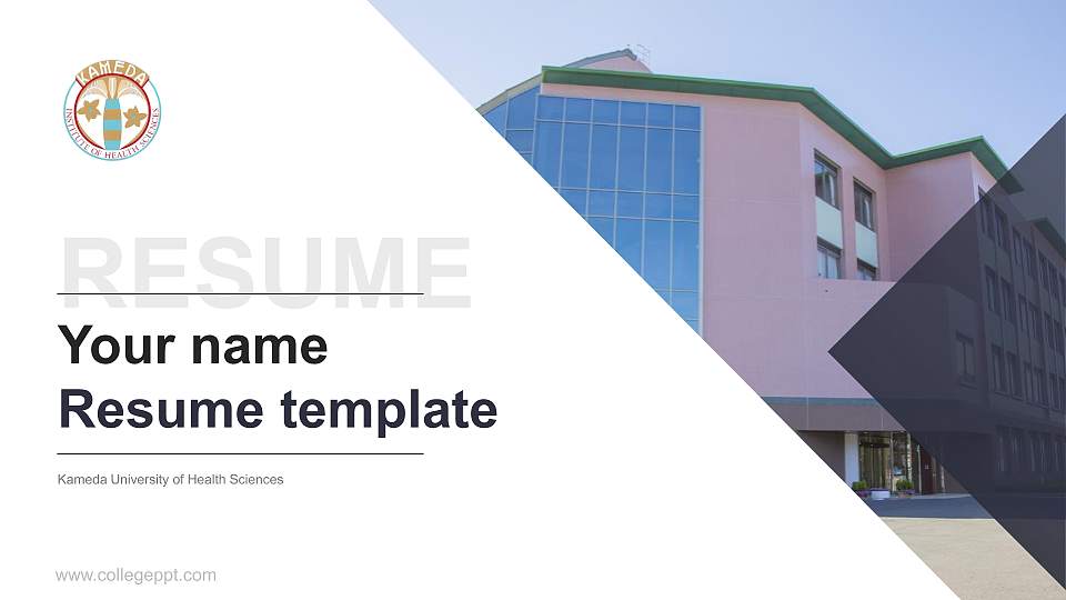 Kameda University of Health Sciences Resume PPT Template16:9 ratio PPT effect preview image