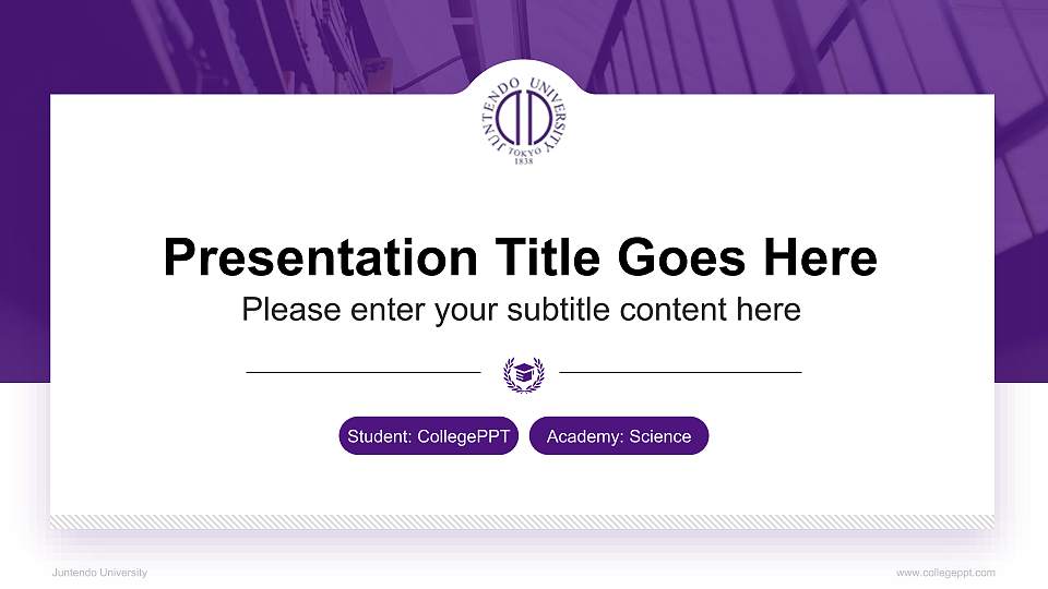 Juntendo University National Scholarship Defense PPT Template16:9 ratio PPT effect preview image1