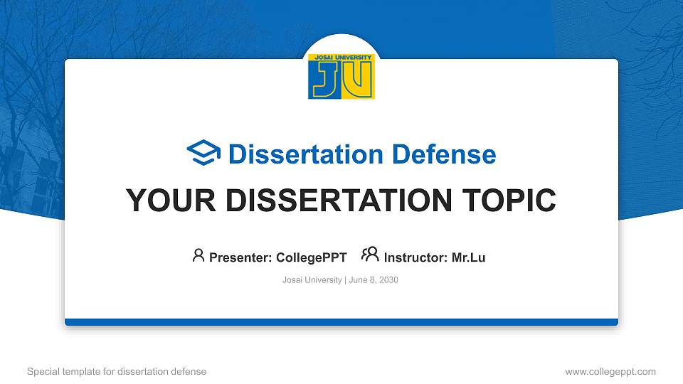 Josai University Graduation Thesis Defense PPT Template16:9 ratio PPT effect preview image
