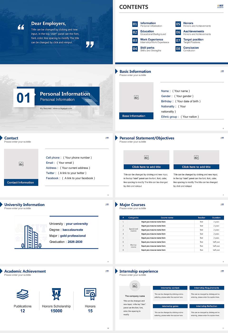 Kanazawa Institute of Technology Resume PPT Template16:9 ratio PPT effect preview image2